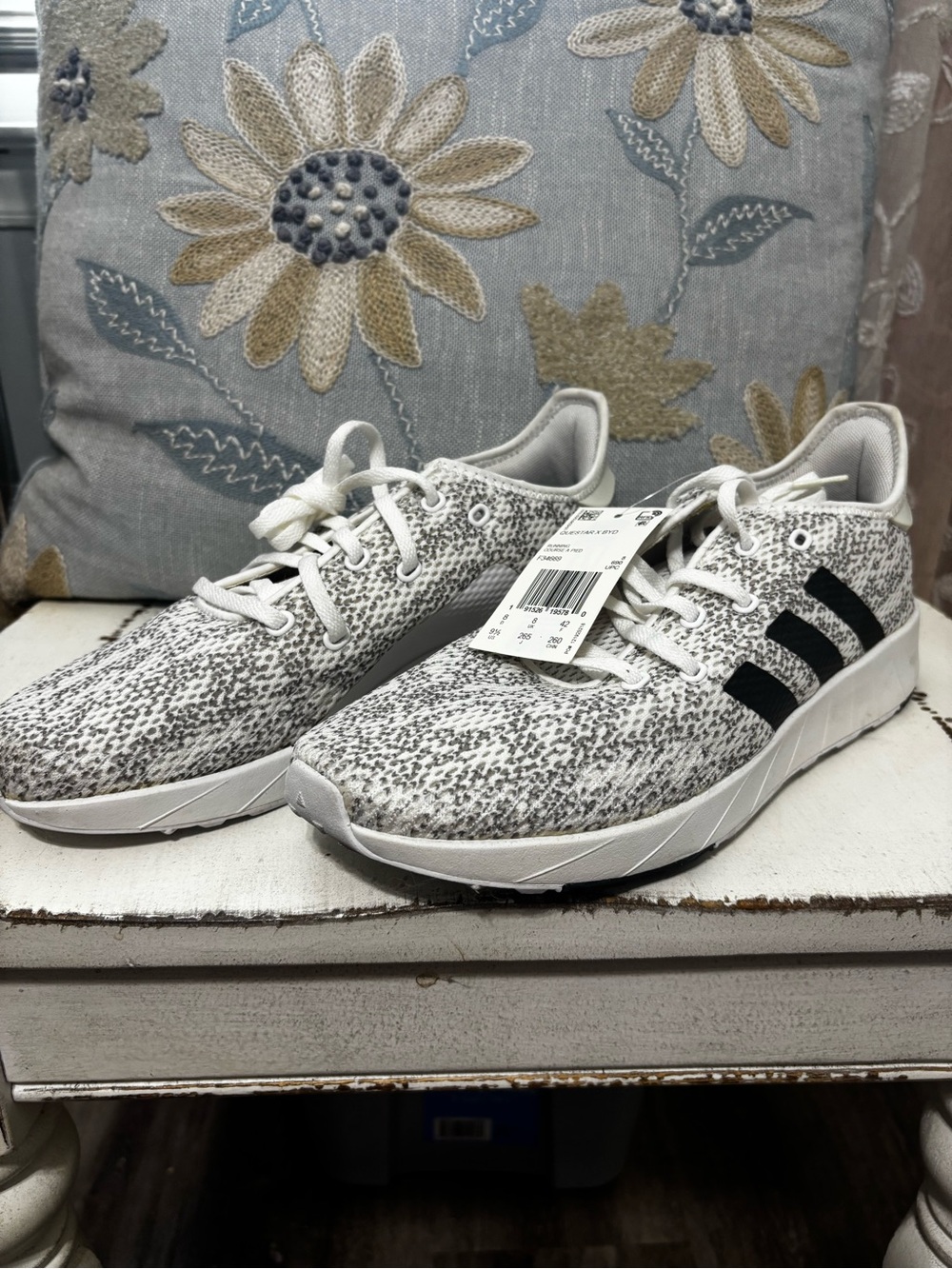 adidas White and Gray Knit Running Shoes